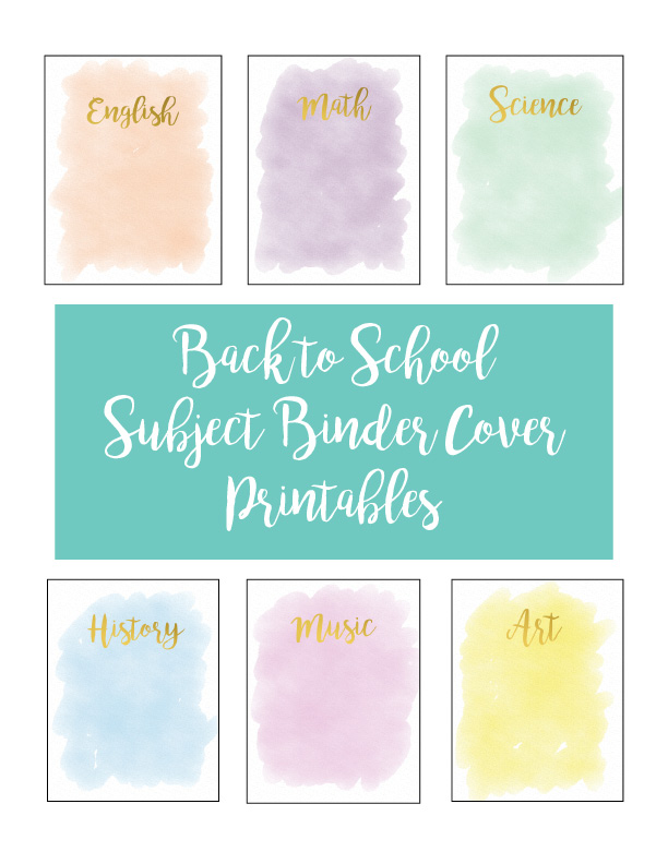 Subject Binder Cover Printables