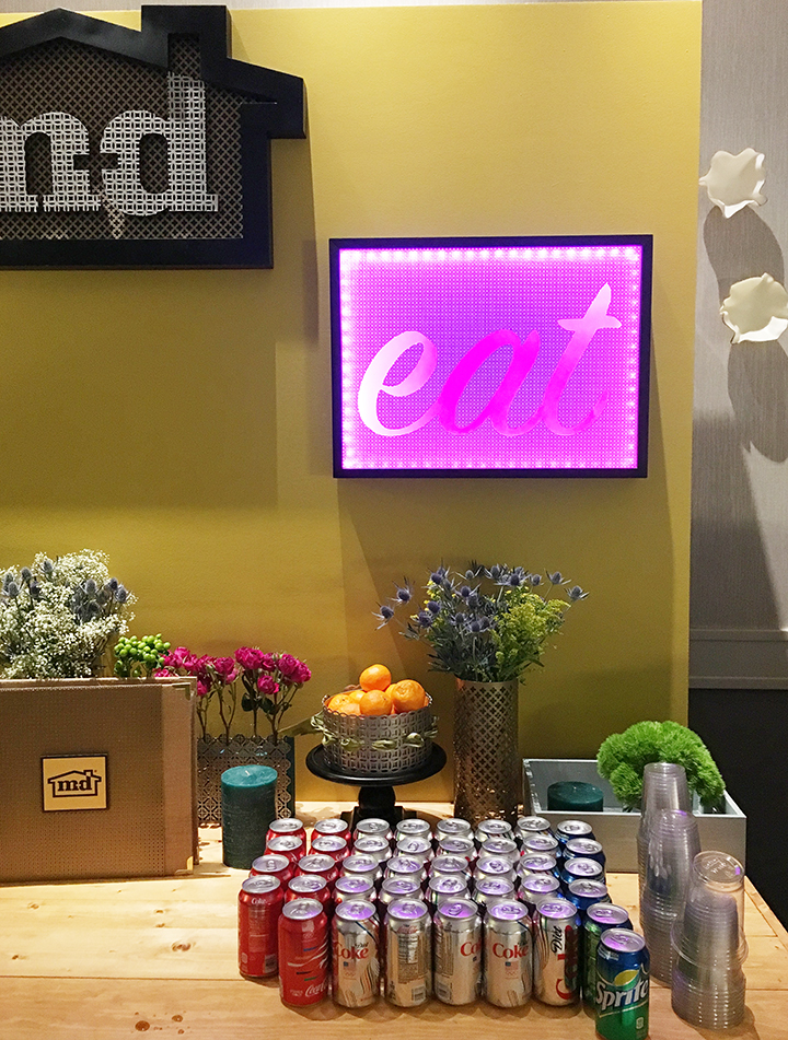 Cute buffet table with Eat Sign