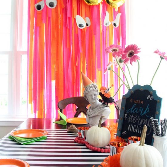 Easy Fringe Party Backdrop (Perfect for Halloween!)